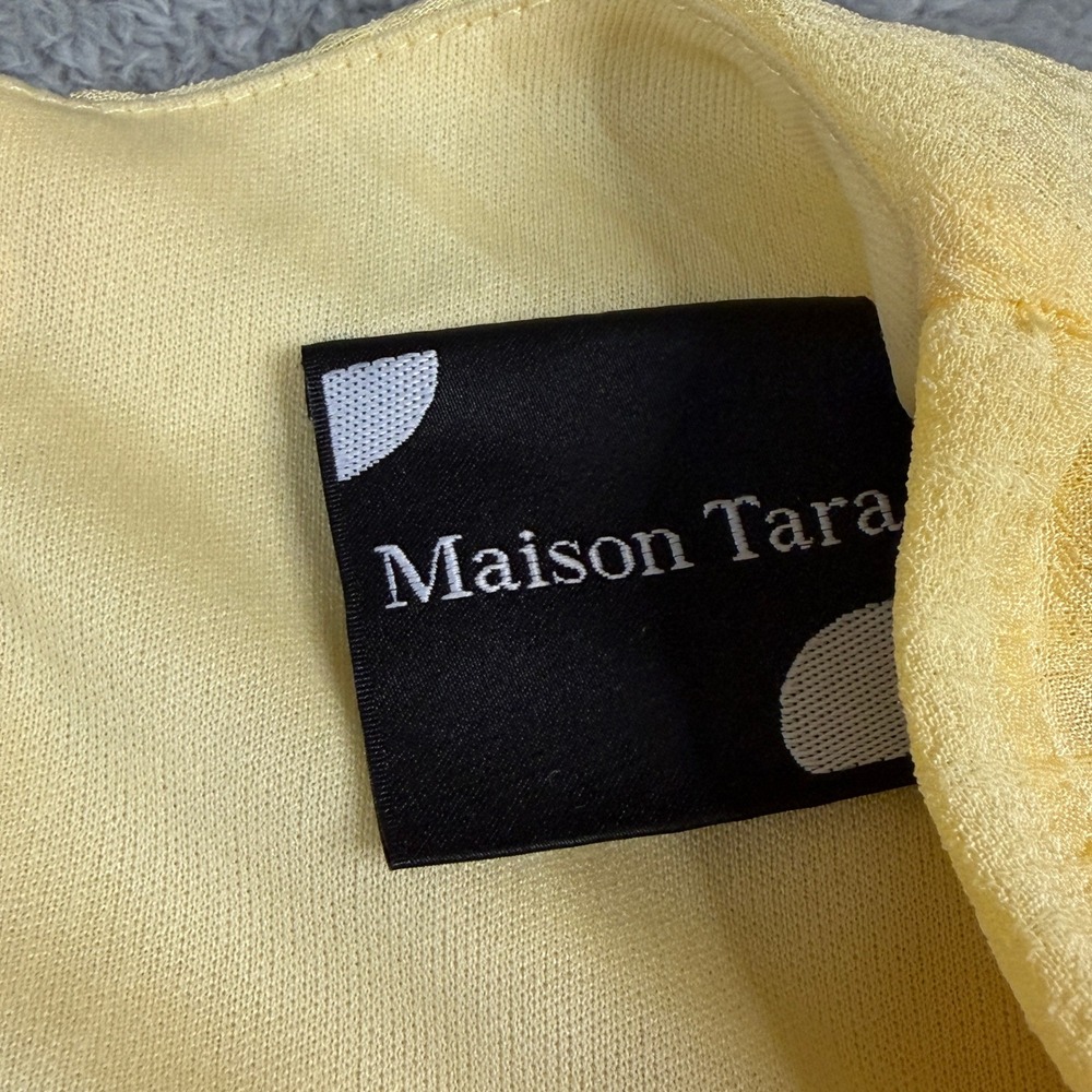 NWT Maison Tara Womens Butter Yellow Sleeveless Faux Wrap Maxi Dress Size 12 - Picture 5 of 15